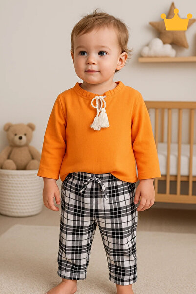 Babyhola Pamuk Bluza Karirano Hlače Devojčin ležerni komplet 1153