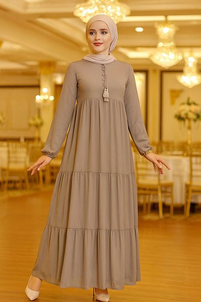 Neva Style Φόρεμα με πτυχωτό βιζόν Hijab 22051V