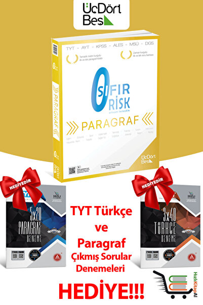 Üç Dört Beş Yayıncılık 345 - Paragraf Sıfır Risk Güncel Baskı 2 Adet Çıkmış Sorular Denemesi Hediyeli!