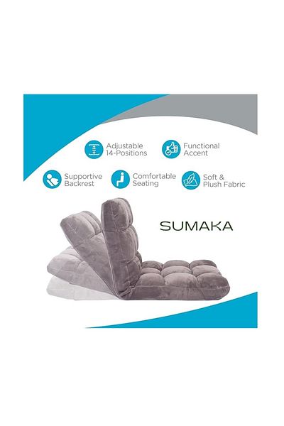 SUMAKA Folding Floor Chair with Back Support, 14 Adjustable Position, Padded Sleeper Bed, Soft Floor Chair