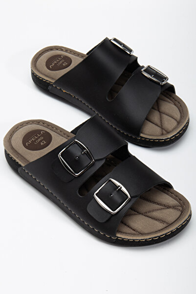 Multi Polo Erkek Çift Tokalı Terlik Ortopedik Rahat Yumuşak Iç Taban Kaymaz Hafif Günlük Terlik