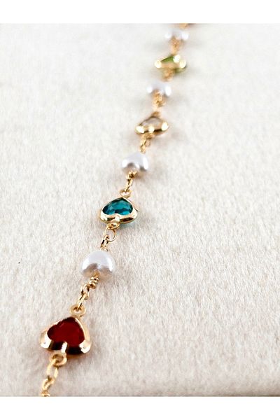Siya Silver Vip Series - Crystal Pearl Heart Model Anklet
