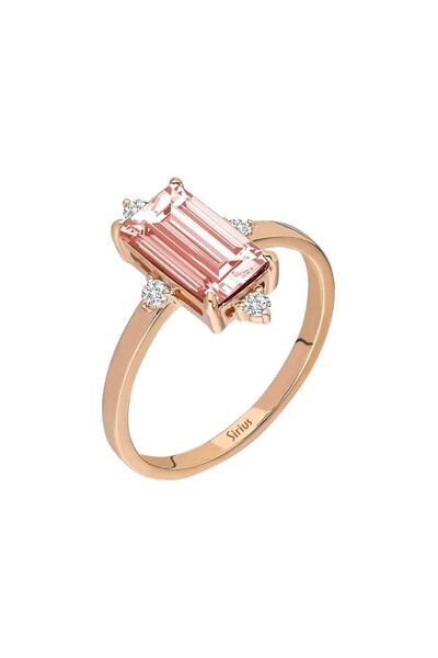 Sirius Pırlanta Pırlanta Ve Baget Pembe Turmalin Taşlı Yüzük