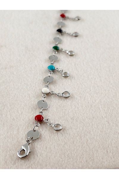 Siya Silver Vip Series - Crystal Sequin and Bead Detailed Anklet