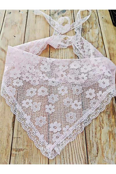 Mufincollection Self-Tie Lace Bandana – Triangle Shape, Handmade, Stylish and Elegant Accessory