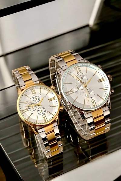 Louis Genessio Infinity Gümüş/Sarı Kadın&Erkek Sevgili/Çift Kol Saati