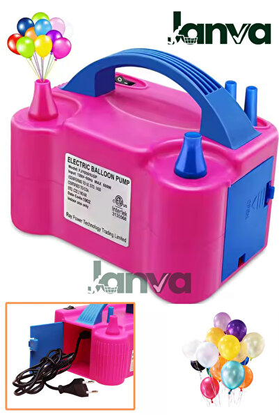 Janva Çift Çıkışlı Elektrikli Balon Şişirme Makinesi Balon Makinası Pompası Şişirme Aleti Fişli