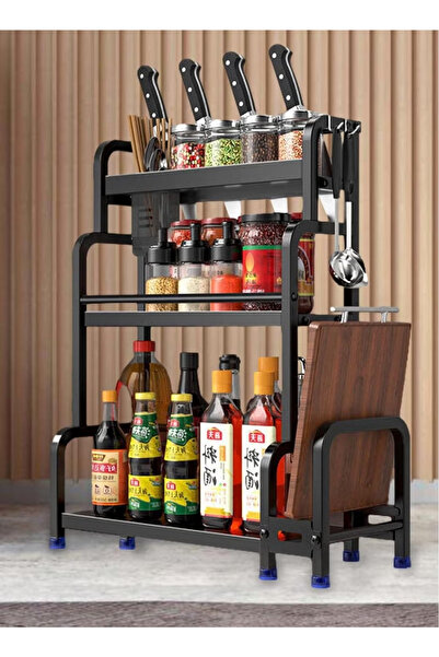 Primo Plus Black Stainless Steel 3 Tier Historical Spice Organizer Rack