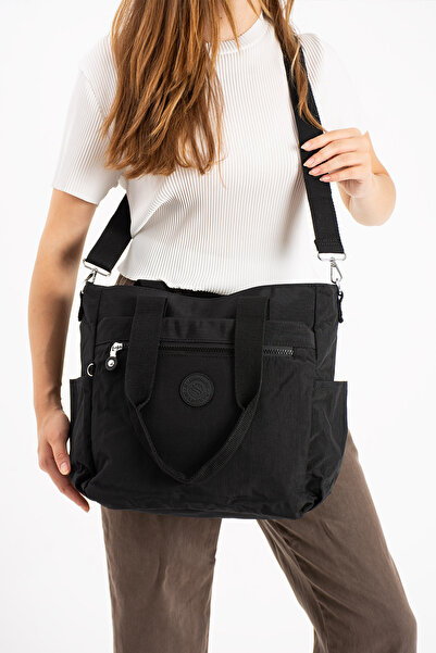 Sanmorris Women's Large Size Compartment Waterproof Crossbody Bag with Shoulder Strap Black Color