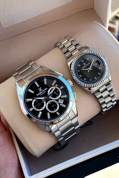 Daniel Klein Steel Band 24 Months Guarantee Silver Color Bracelet Gift Lover Couple Wrist Watch