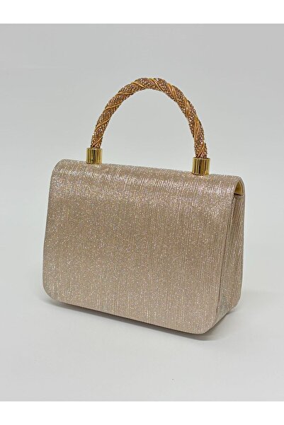 NAZART Women's Laser Gold Evening Dress Clutch Chain Strap Handheld Wedding Engagement Night Shoulder Bag