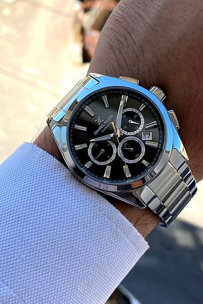Daniel Klein Original Steel Silver Color Men's Watch All Functions with Active Bracelet Gift