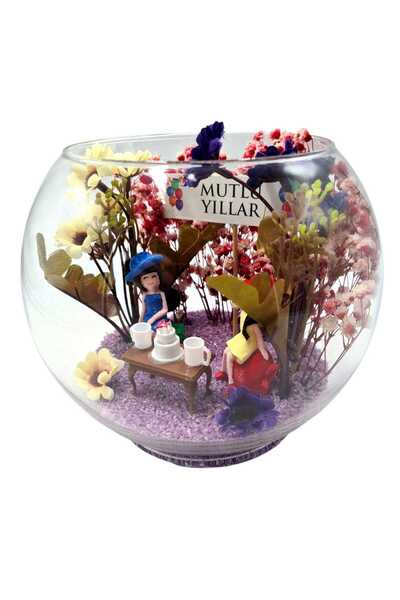 Çiçek Tasarım Sanatları Terrarium Aquarium Glass Jar My Dear Friend Happy Birthday Happy New Year Gift for Friend Lover