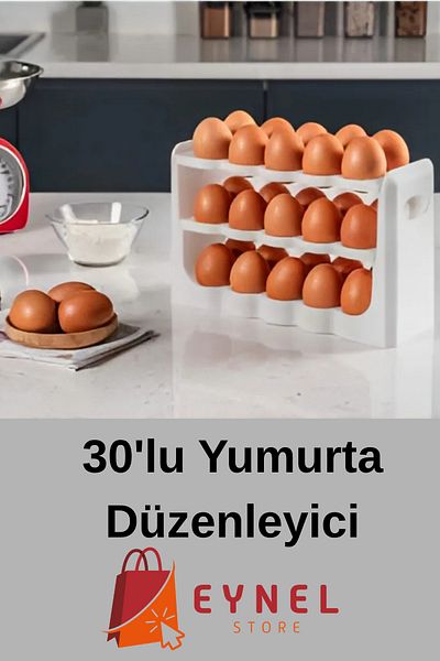 Eynel 3-Tier Egg Cup Refrigerator Organizer Storage Container Egg Box Organizer with 30 Compartments Shelf