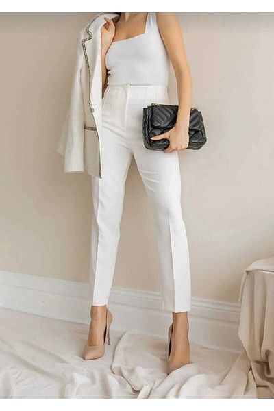 Trn JNS Pantaloni largi pentru femei Arrow Gold White Pesnl anii 90 super înalți
