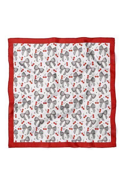 nehir eşarp Children's Scarf - Ribbon & Cherry Pattern 80 X 80 cm