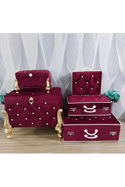 Sonem Çeyiz Sandık Gelin Damat Bavul Çanta Nişan Çeyiz Sandığı 5li 0613