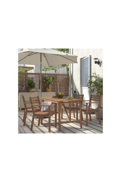 IKEA yemek masası ve sandalye seti, koyu kahve, mindersiz, 4 sandalyeli, dikdörtgen