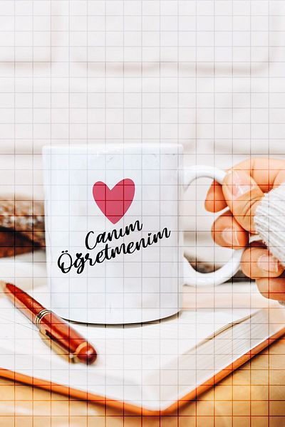 ÇELİKLER HEDİYE Dear Teacher Heart Printed Mug