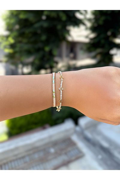 DGK COLLECTİON Clover Detailed Zircon Stone, Detailed Very Elegant Bracelet