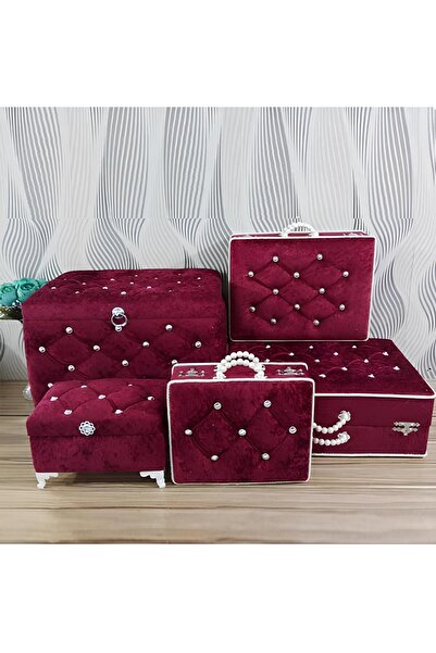 Sonem Çeyiz Sandık Gelin Damat Bavul Çanta Nişan Çeyiz Sandığı 5li 0574