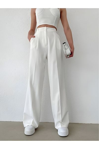 LAND MODA Women's Pleated Fabric high waist Palazzo Pants