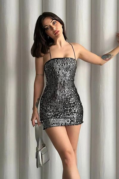 Baby xclub Strappy Sequin Night Party Invitation Stylish Trend Mini Dress