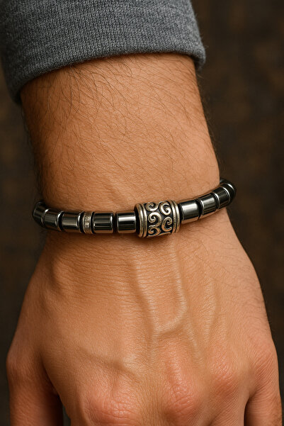 Puffy Natural Stone Look Men Bracelet