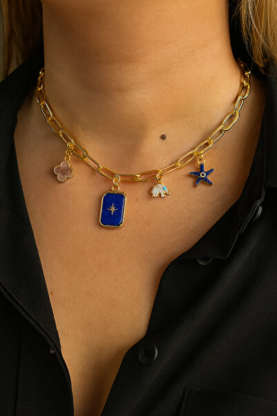 WHİTE ATELIER Mavi Charm Kolye (45 cm)