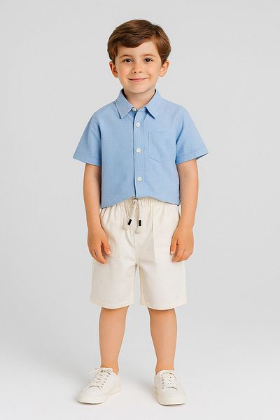 minibambi Blue Boy's Shirt and Shorts Set