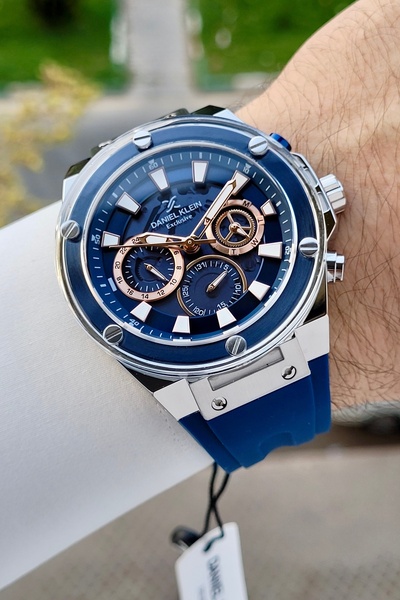 Daniel Klein 46 Mm Kasası Gümüş Kordonu Lacivert Renk İç Göstergeleri Aktif E...