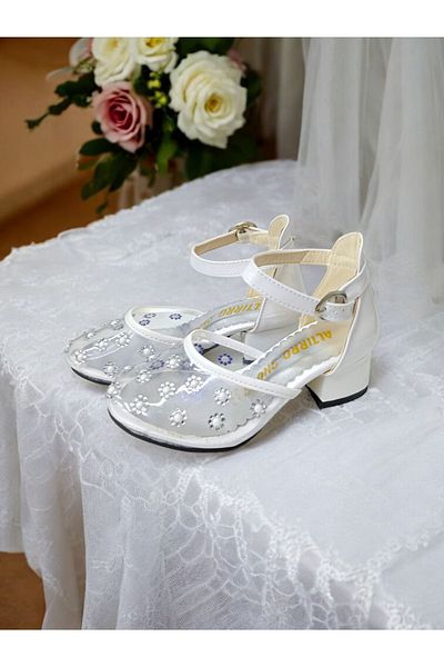 pediashoes Girl's Transparent White Color Little Heels Evening Shoes