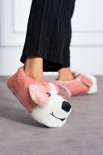 AlbiShoes Χειμερινές βελούδινες μπότες για το σπίτι με χαριτωμένη φιγούρα σκύλου - Παντόφλες μαλακής σόλας (30-40)