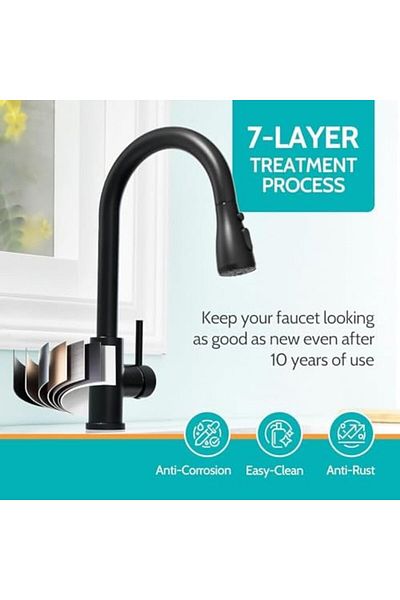 fitto Matte Black Kitchen Mixer with Pull-Out Sprayer