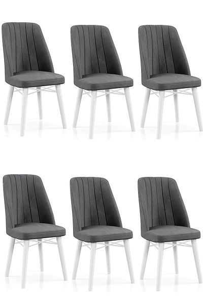 Desire Babyface Berlin Chair Set, 6 pcs Package, dining, kitchen, wooden legs White