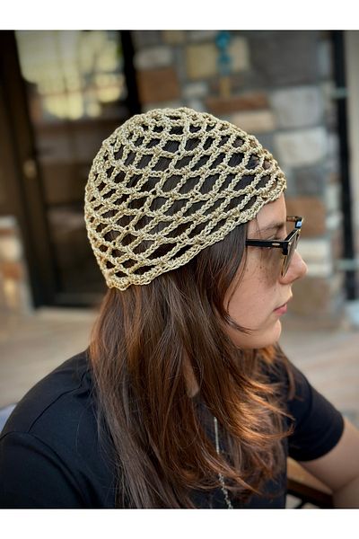 yucin “Handmade Glittery Mesh Knitted Bandana – Stylish Bohemian Hair Accessory” Gold