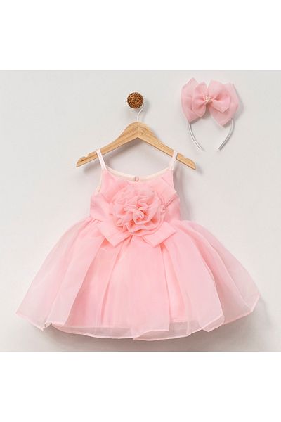 melek golden Φόρεμα Princess Girl Child |   1-9 Ηλικίες |   Με επιλογή χρώματος |   Λεπτομέρεια κορδέλας & τριαντάφυλλου |   καρολίνα - Σατέν