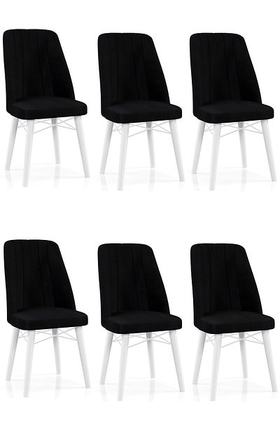 Desire Babyface Berlin Chair Set, 6 pcs Package, dining, kitchen, wooden legs White