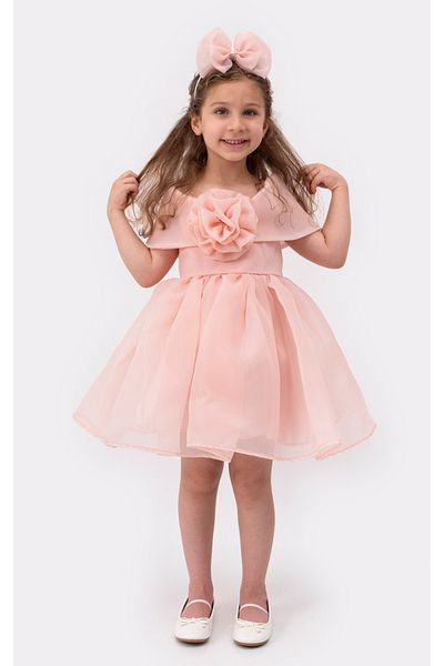 melek golden Φόρεμα Princess Girl Child |   1-9 Ηλικίες |   Με επιλογή χρώματος |   Λεπτομέρεια κορδέλας & τριαντάφυλλου |   καρολίνα - Σατέν