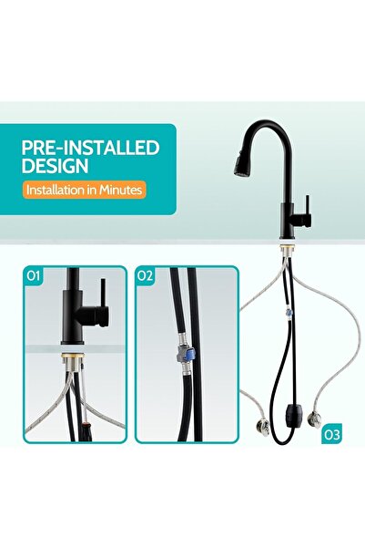 fitto Matte Black Kitchen Mixer with Pull-Out Sprayer