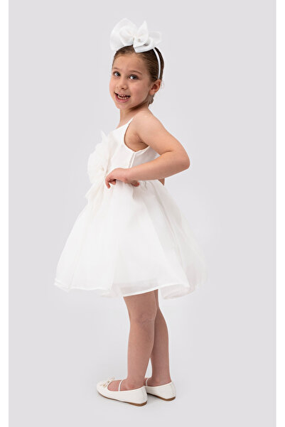 melek golden Dress Princess Girl Child |   1-9 Years |   Color Options |   Ribbon & Rose Detail |   Karolin - Satin