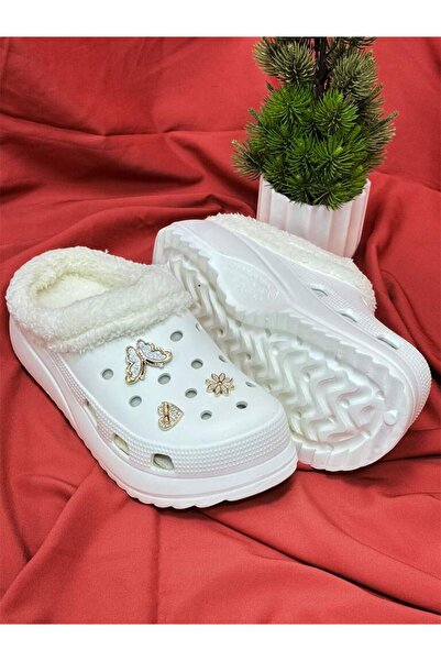 Akınal Bella AKINAL BELLA E428 لون أبيض نسائي شباشب شتوية من الصوف