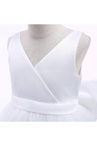 melek golden Sukienka dla dziewczynek - Princess Bow Wedding Prom Dress