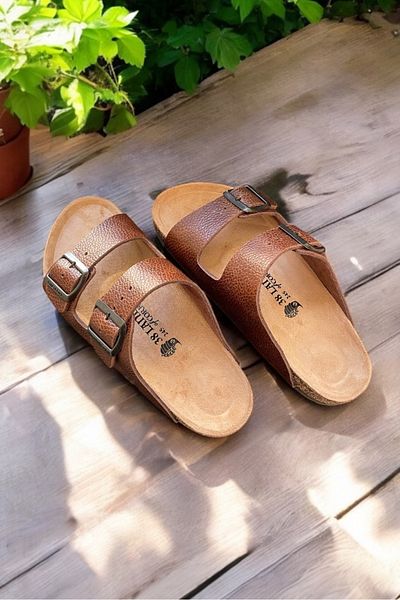 Land of Cork Anatomical Unisex Cork Sole Genuine Leather Slippers