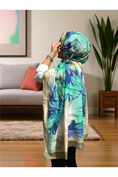 Baştacı 2025 Summer Season 0350 Flower Pattern Walnut Shawl