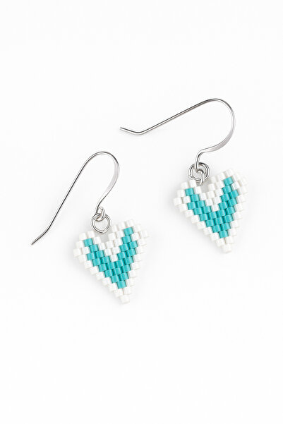 Puffy Miyuki Delica Heart Beaded Earrings