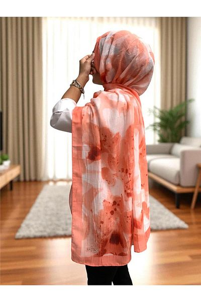 Baştacı Patterned Crash 0358 Pomegranate Flower Shawl