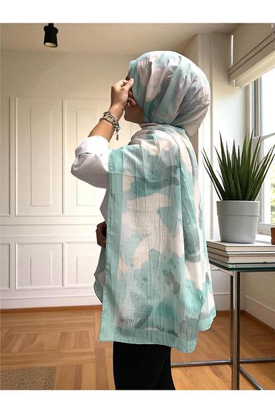 Baştacı Patterned Crash 0358 Mint Green Shawl