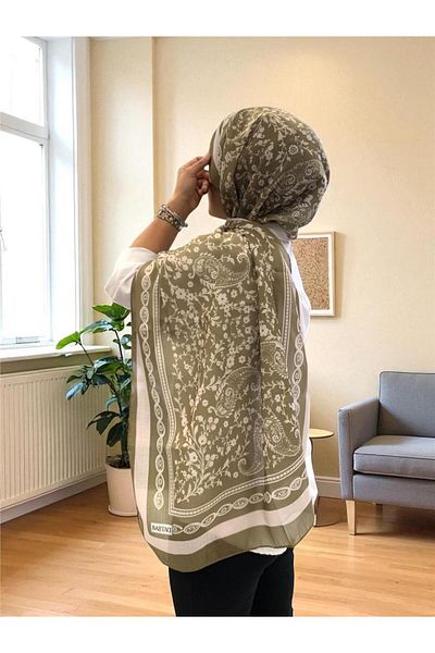 Baştacı 2025 Summer Season 0349 Kilim Pattern Walnut Shawl