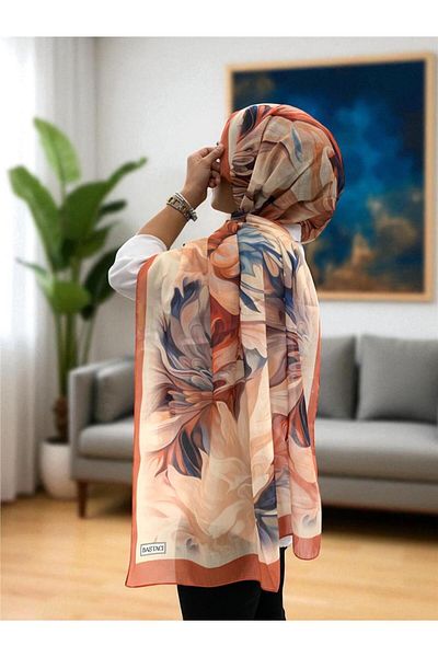 Baştacı 2025 Summer Season 0350 Flower Pattern Cinnamon Shawl